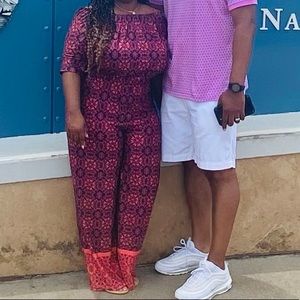 Brand New! Tacera Printed Navy/Coral Jumpsuit size PS